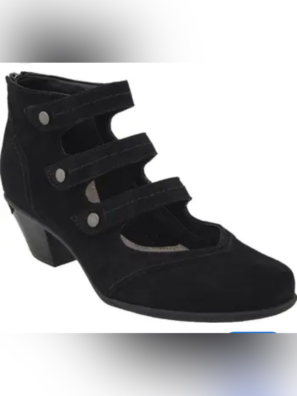 VGUC Earth Serrano black suede triple strap mary jane style shoes